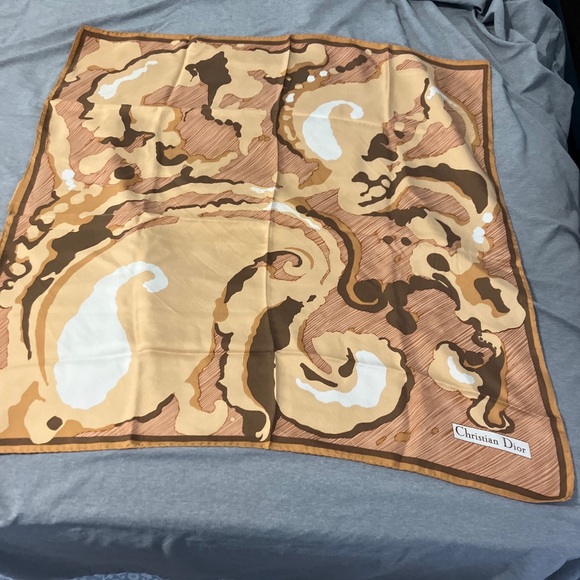 RARE Christian Dior VINTAGE Pure Silk Abstract Scarf - Picture 1 of 5